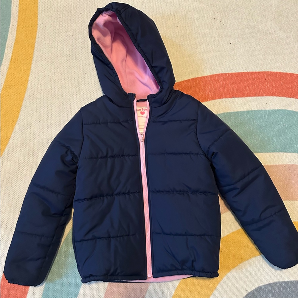 Carter’s Girls Navy Puffer Coat size 7 excellent condition